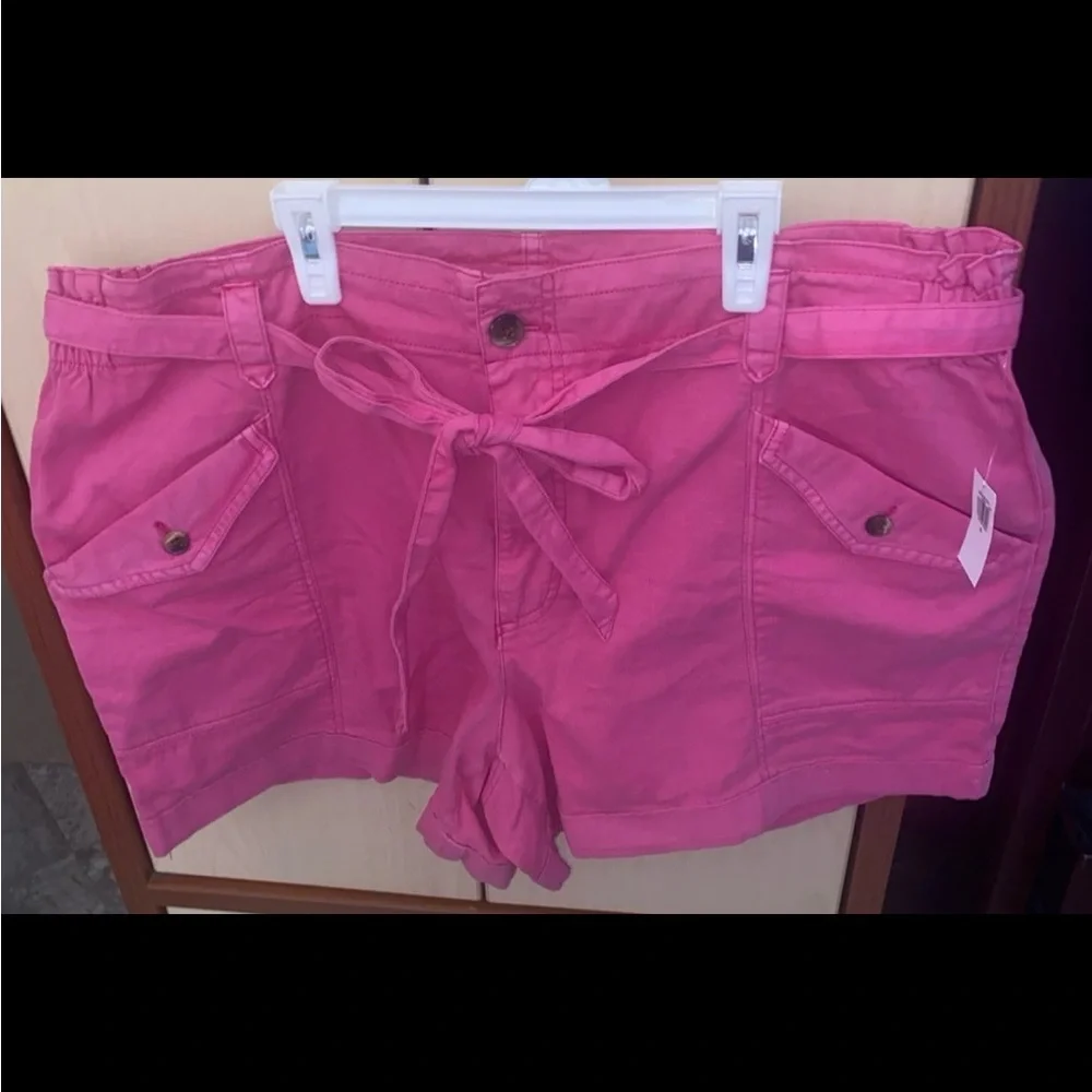 Old Navy Women Extra High-Waisted Tie-Belt Cargo Shorts Pink XL NWT 4”